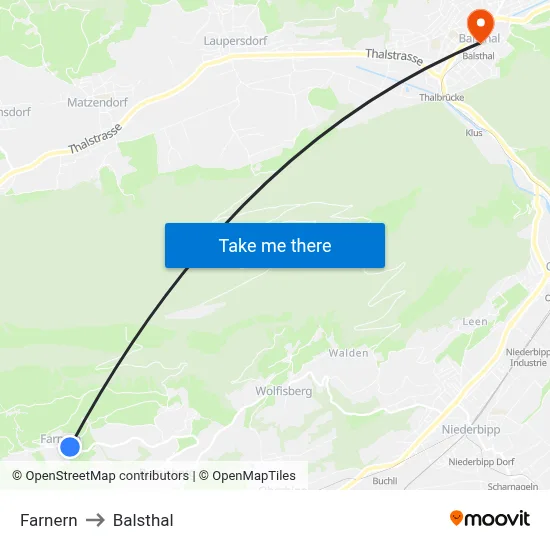 Farnern to Balsthal map