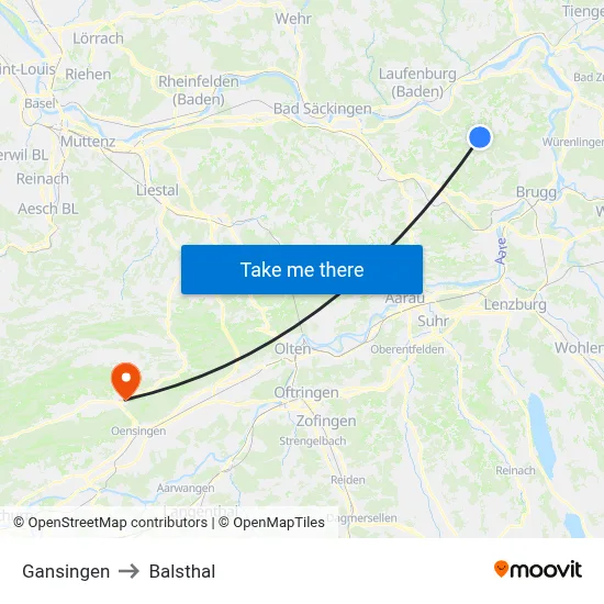 Gansingen to Balsthal map