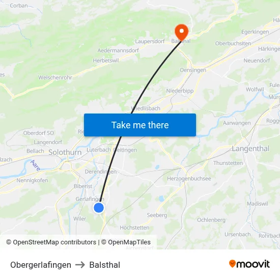 Obergerlafingen to Balsthal map