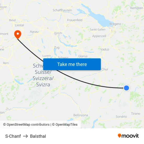 S-Chanf to Balsthal map