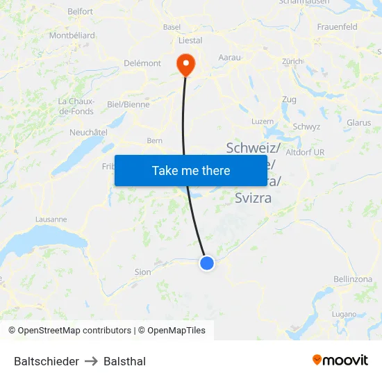 Baltschieder to Balsthal map