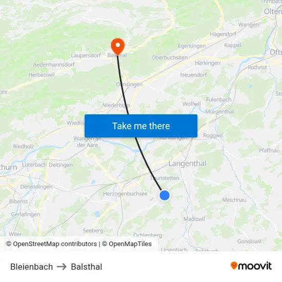Bleienbach to Balsthal map
