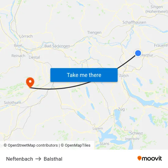 Neftenbach to Balsthal map