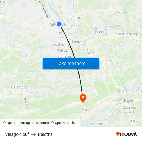 Village-Neuf to Balsthal map