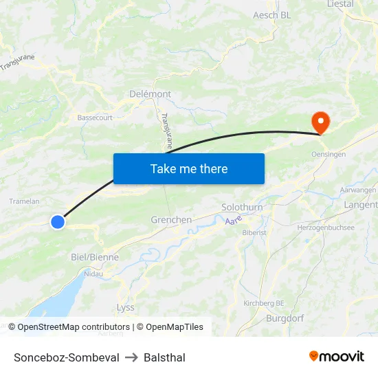 Sonceboz-Sombeval to Balsthal map