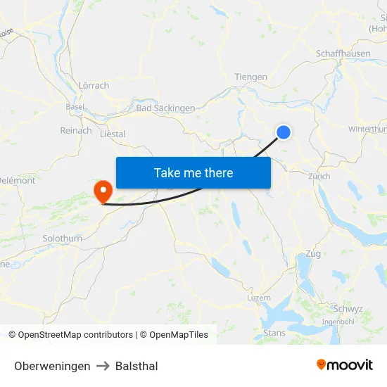 Oberweningen to Balsthal map
