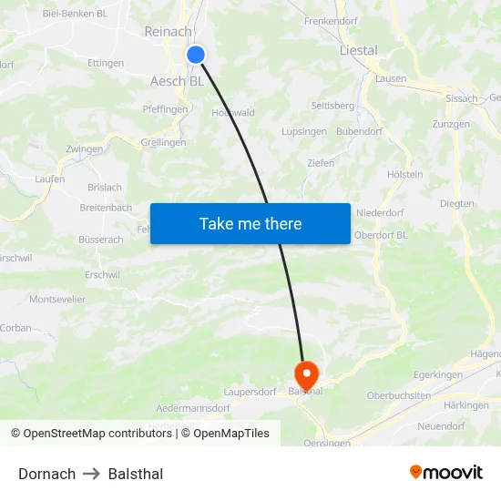 Dornach to Balsthal map
