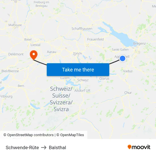 Schwende-Rüte to Balsthal map