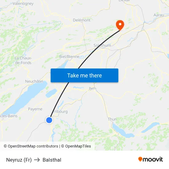 Neyruz (Fr) to Balsthal map