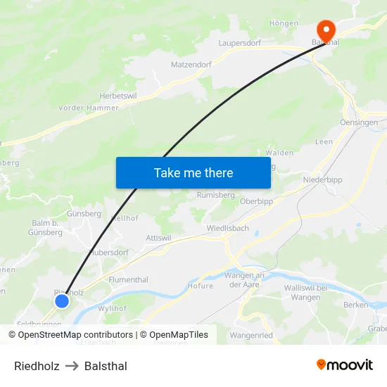 Riedholz to Balsthal map