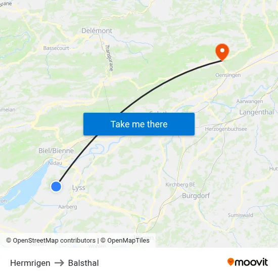Hermrigen to Balsthal map