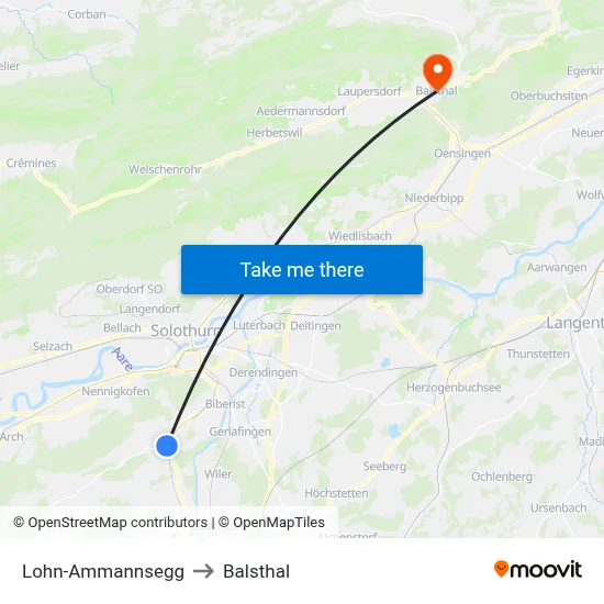 Lohn-Ammannsegg to Balsthal map
