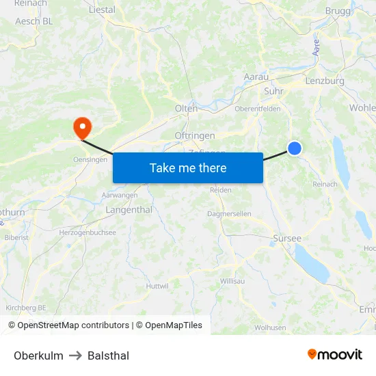 Oberkulm to Balsthal map