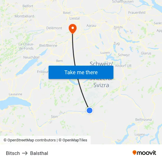 Bitsch to Balsthal map