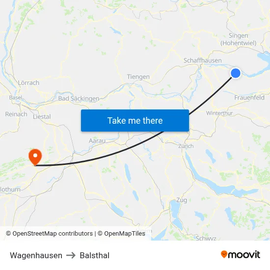 Wagenhausen to Balsthal map