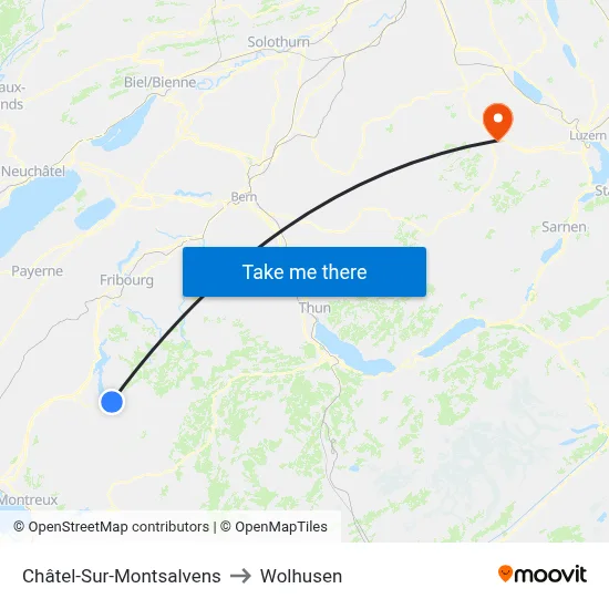Châtel-Sur-Montsalvens to Wolhusen map