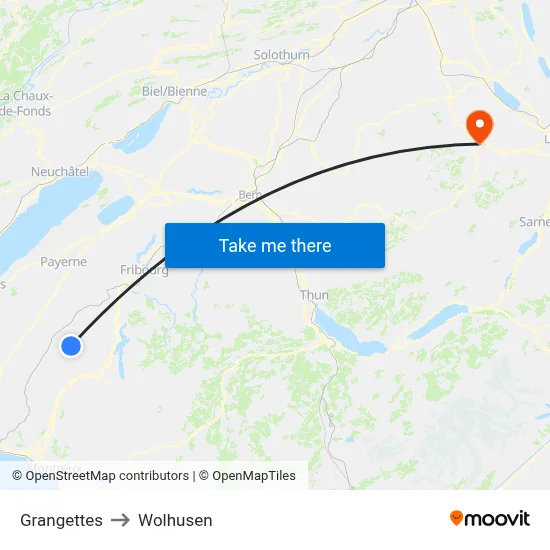 Grangettes to Wolhusen map