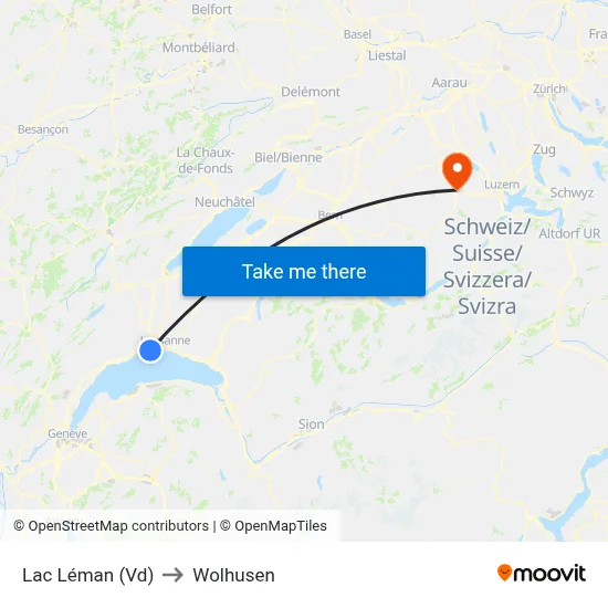 Lac Léman (Vd) to Wolhusen map