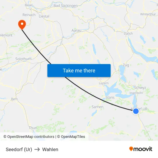 Seedorf (Ur) to Wahlen map