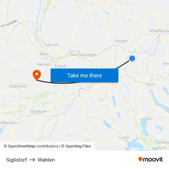 Siglistorf to Wahlen map