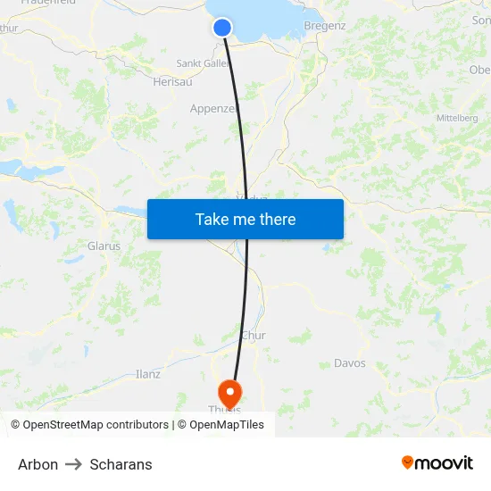 Arbon to Scharans map
