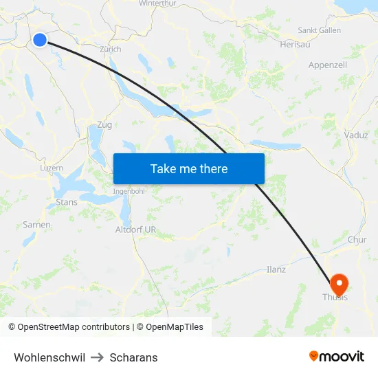 Wohlenschwil to Scharans map