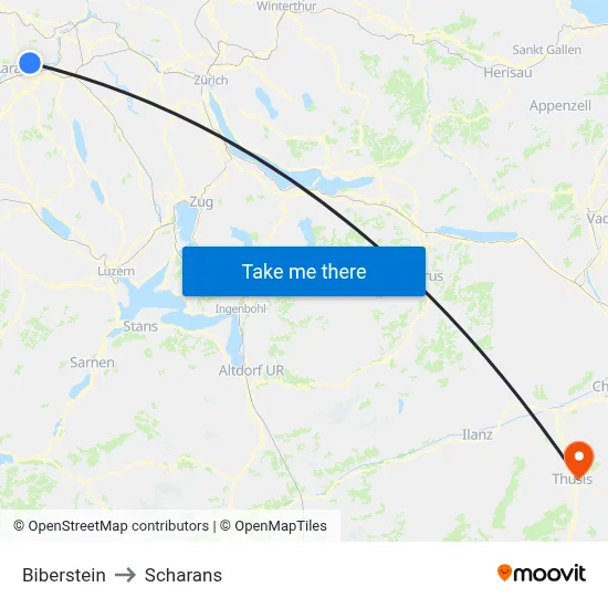 Biberstein to Scharans map
