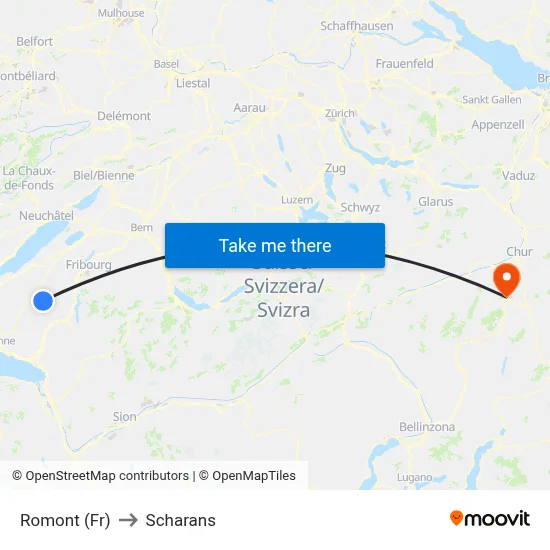 Romont (Fr) to Scharans map