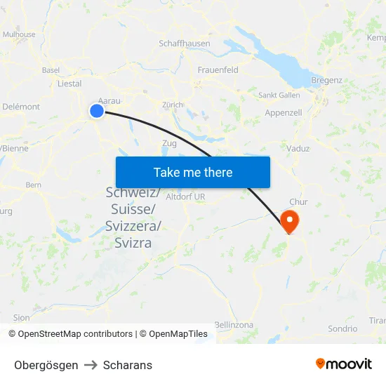 Obergösgen to Scharans map