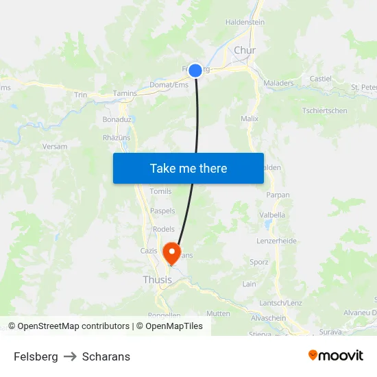 Felsberg to Scharans map