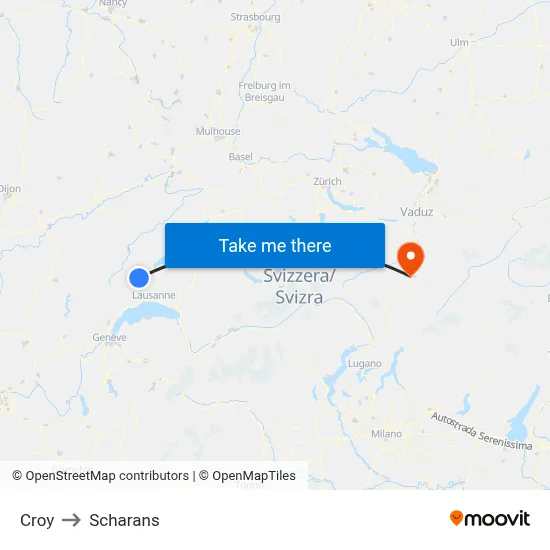 Croy to Scharans map