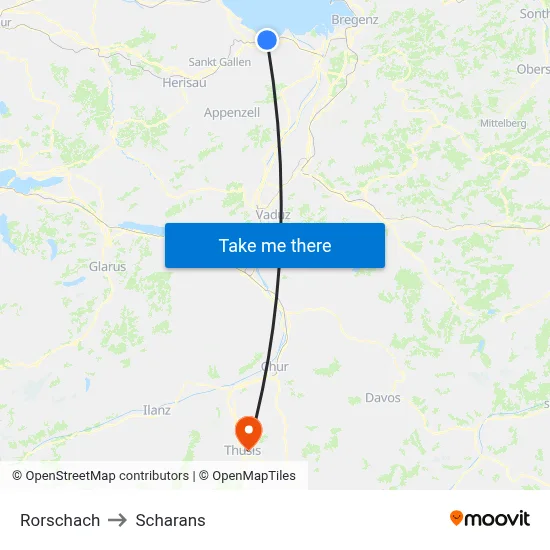Rorschach to Scharans map
