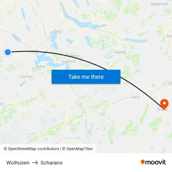 Wolhusen to Scharans map