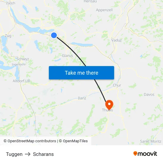 Tuggen to Scharans map