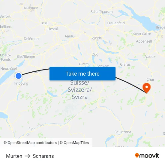 Murten to Scharans map