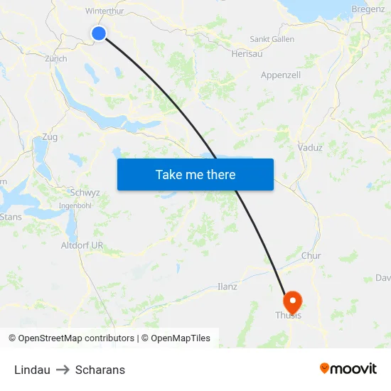 Lindau to Scharans map