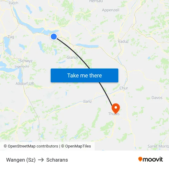 Wangen (Sz) to Scharans map