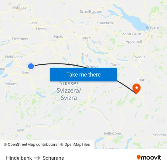 Hindelbank to Scharans map