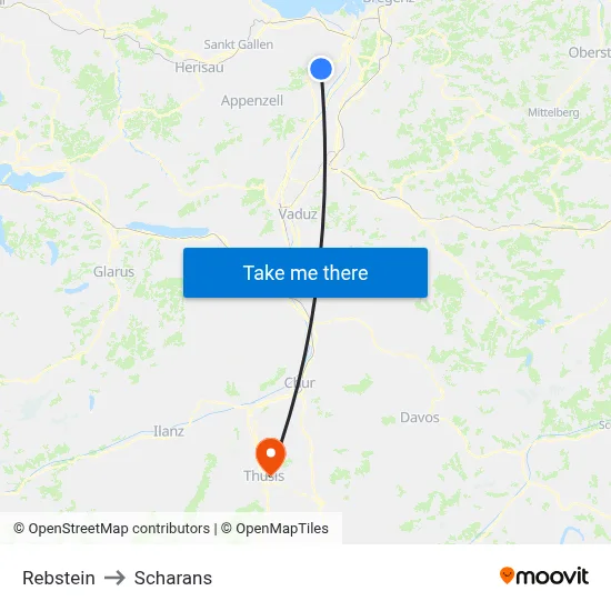 Rebstein to Scharans map