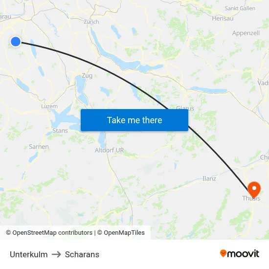 Unterkulm to Scharans map