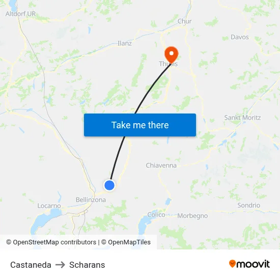 Castaneda to Scharans map