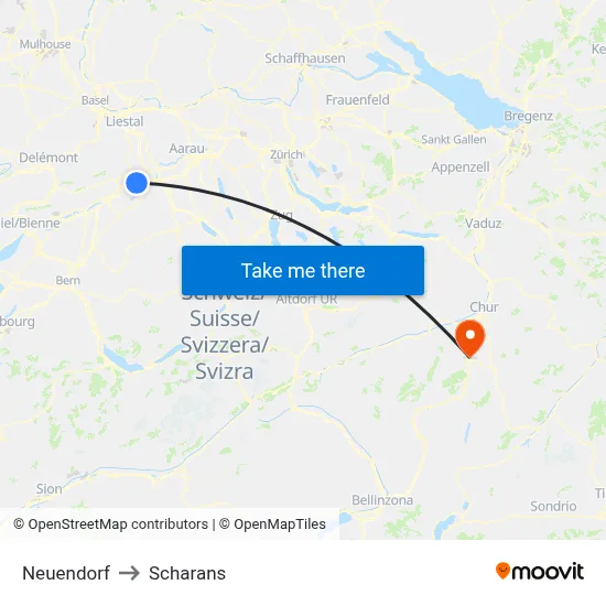 Neuendorf to Scharans map