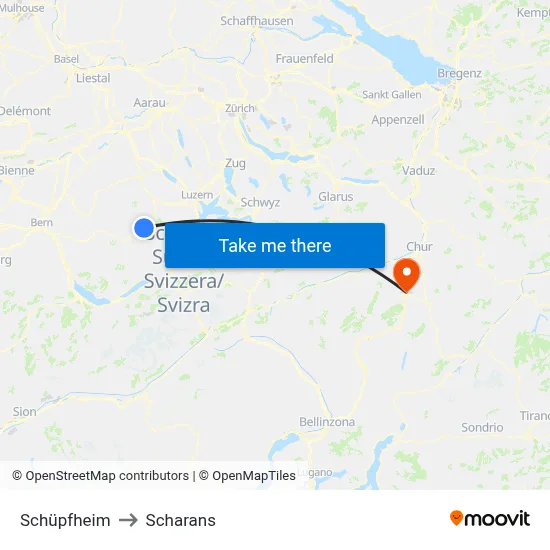 Schüpfheim to Scharans map