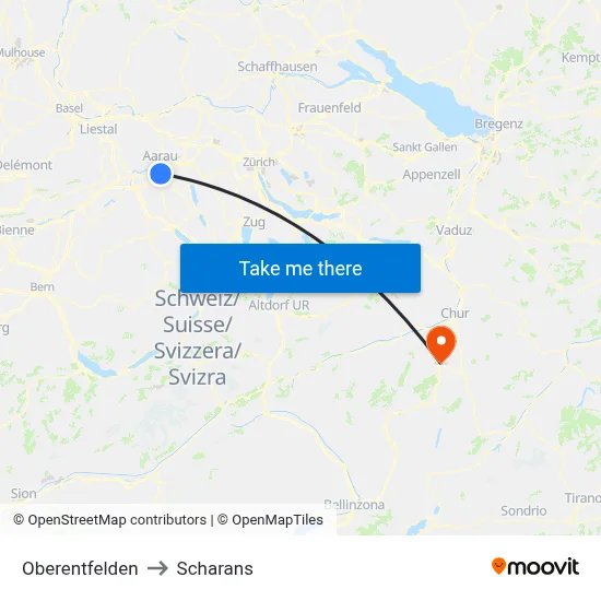 Oberentfelden to Scharans map