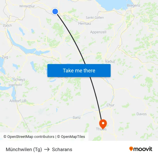Münchwilen (Tg) to Scharans map