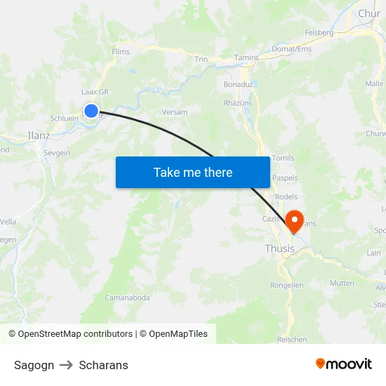Sagogn to Scharans map