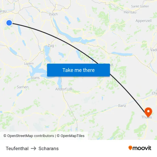 Teufenthal to Scharans map