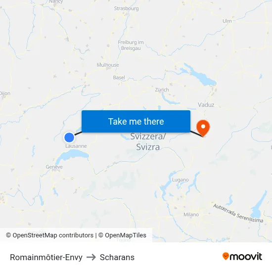 Romainmôtier-Envy to Scharans map