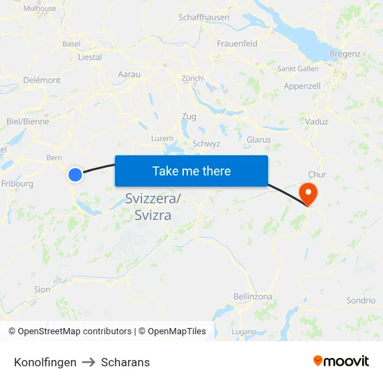 Konolfingen to Scharans map