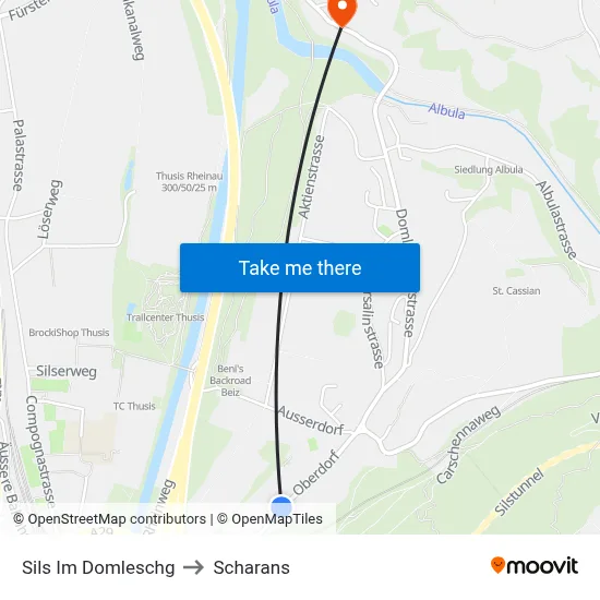 Sils Im Domleschg to Scharans map
